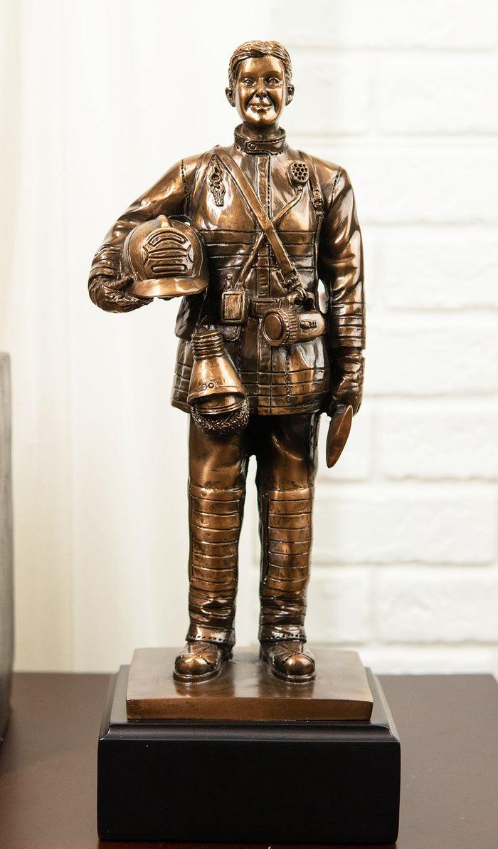 ebros gift Fire Fighter Civil Service Firewoman With Helmet and Axe On Trophy Base Statue