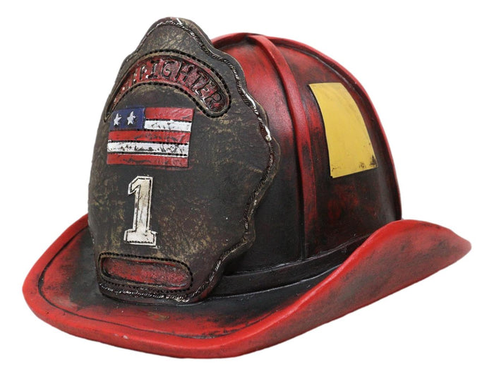 ebros gift Fire Fighter Station 1 Fireman Hat With US Flag Money Coin Savings Piggy Bank