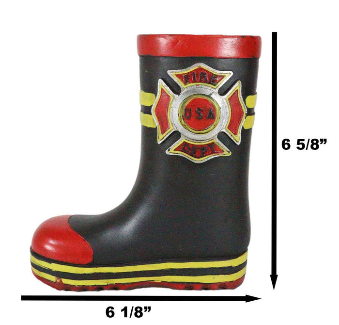 Ebros Gift Fire Fighters Fireman Red Black And Yellow Boot Stationery Holder Flower Vase