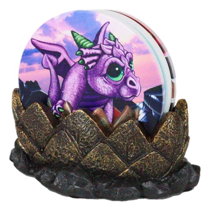 Ebros Gift Fire Ice Water And Earth Elemental Dragon Hatchlings Egg Fantasy Coaster Set