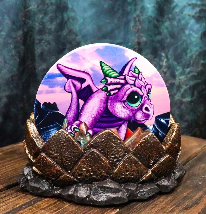ebros gift Fire Ice Water And Earth Elemental Dragon Hatchlings Egg Fantasy Coaster Set