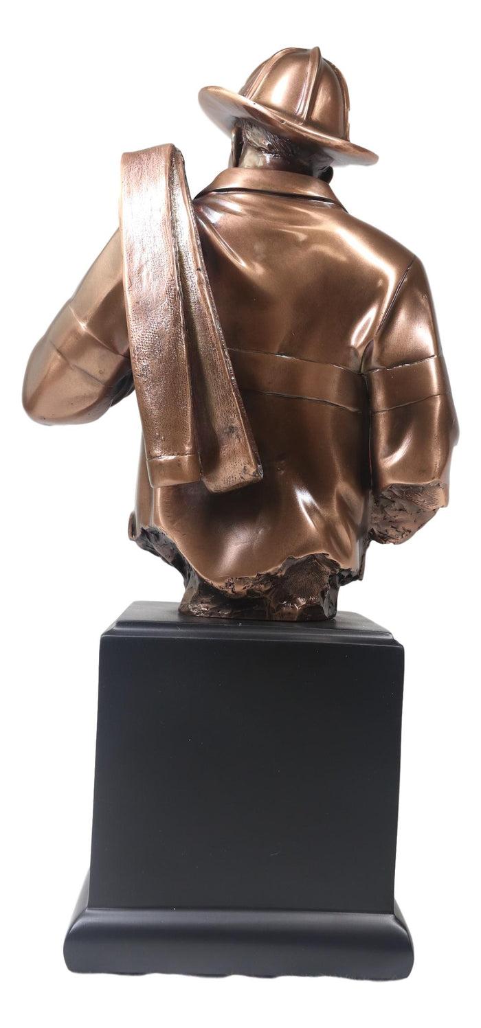 Ebros Gift Fireman Carrying Fire Fighter Hose Reel Portrait Bust On Trophy Base Statue