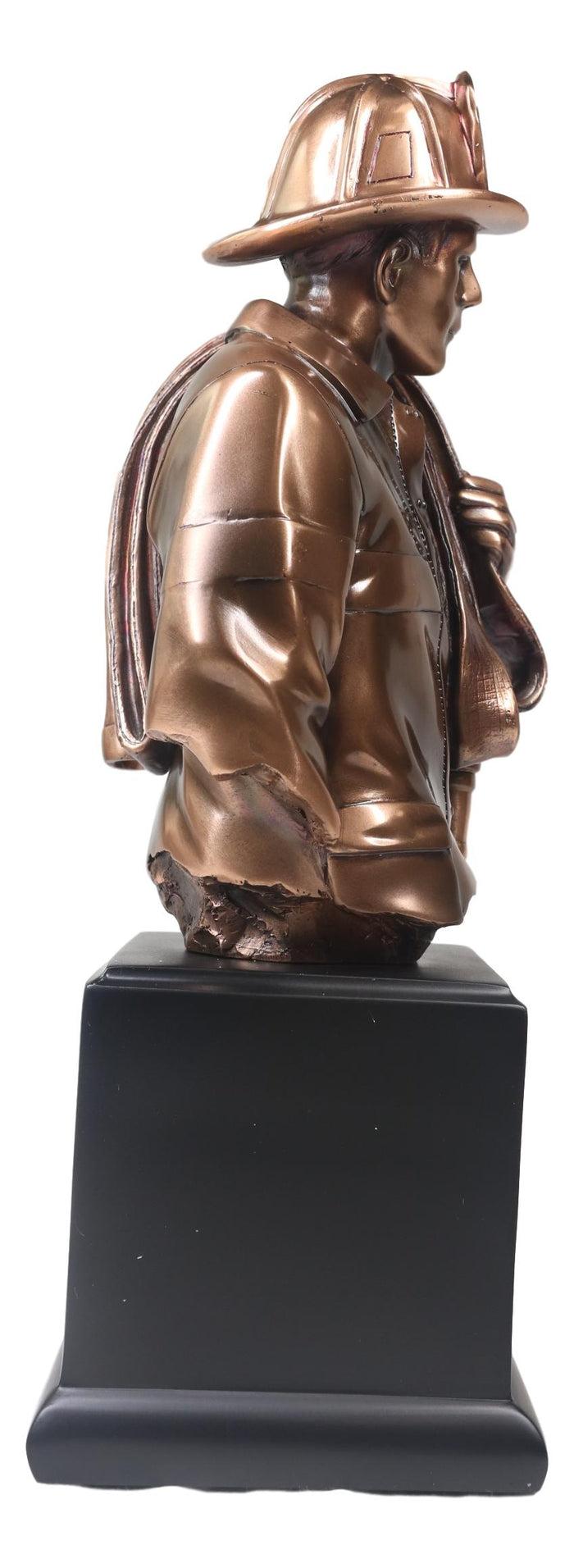 Ebros Gift Fireman Carrying Fire Fighter Hose Reel Portrait Bust On Trophy Base Statue