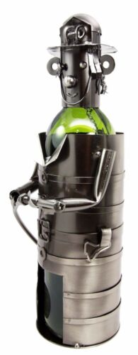 Ebros Gift Fireman Fire Fighter 911 Emergency Hand Made Metal Wine Bottle Holder Caddy