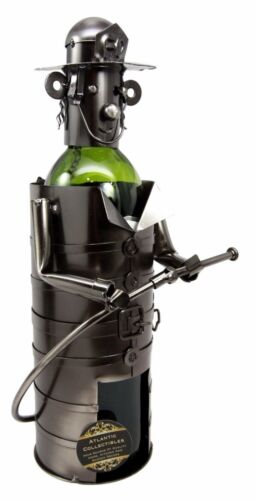 Ebros Gift Fireman Fire Fighter 911 Emergency Hand Made Metal Wine Bottle Holder Caddy