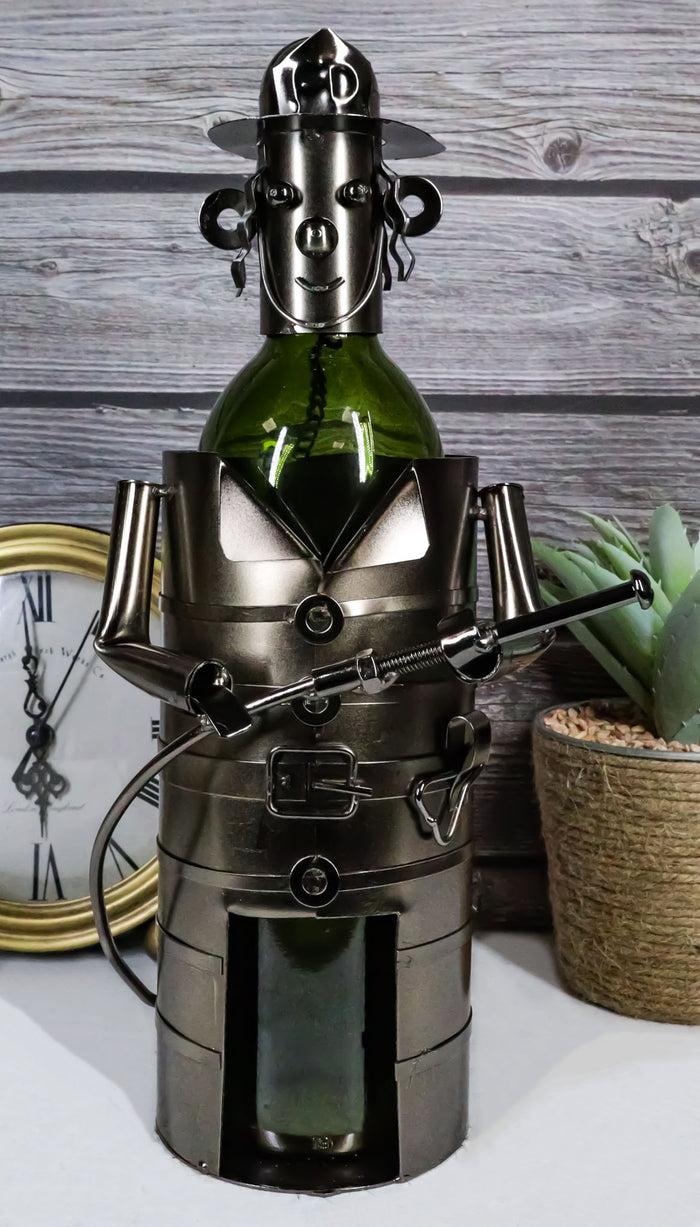 ebros gift Fireman Fire Fighter 911 Emergency Hand Made Metal Wine Bottle Holder Caddy