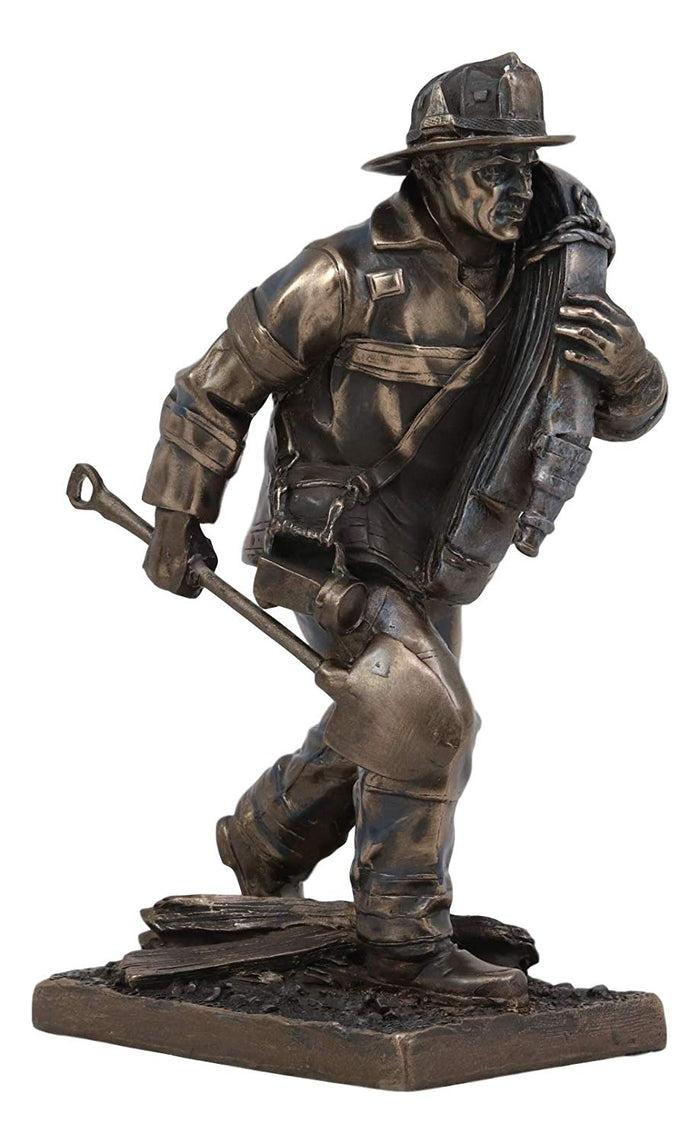 Ebros Gift Fireman In Rescue With Shovel And Hose Pipe Statue 7"H Fire Fighter Hero Decor