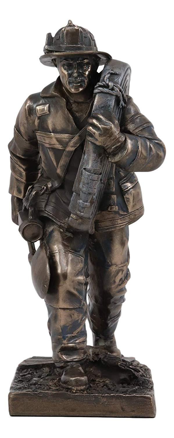 Ebros Gift Fireman In Rescue With Shovel And Hose Pipe Statue 7"H Fire Fighter Hero Decor