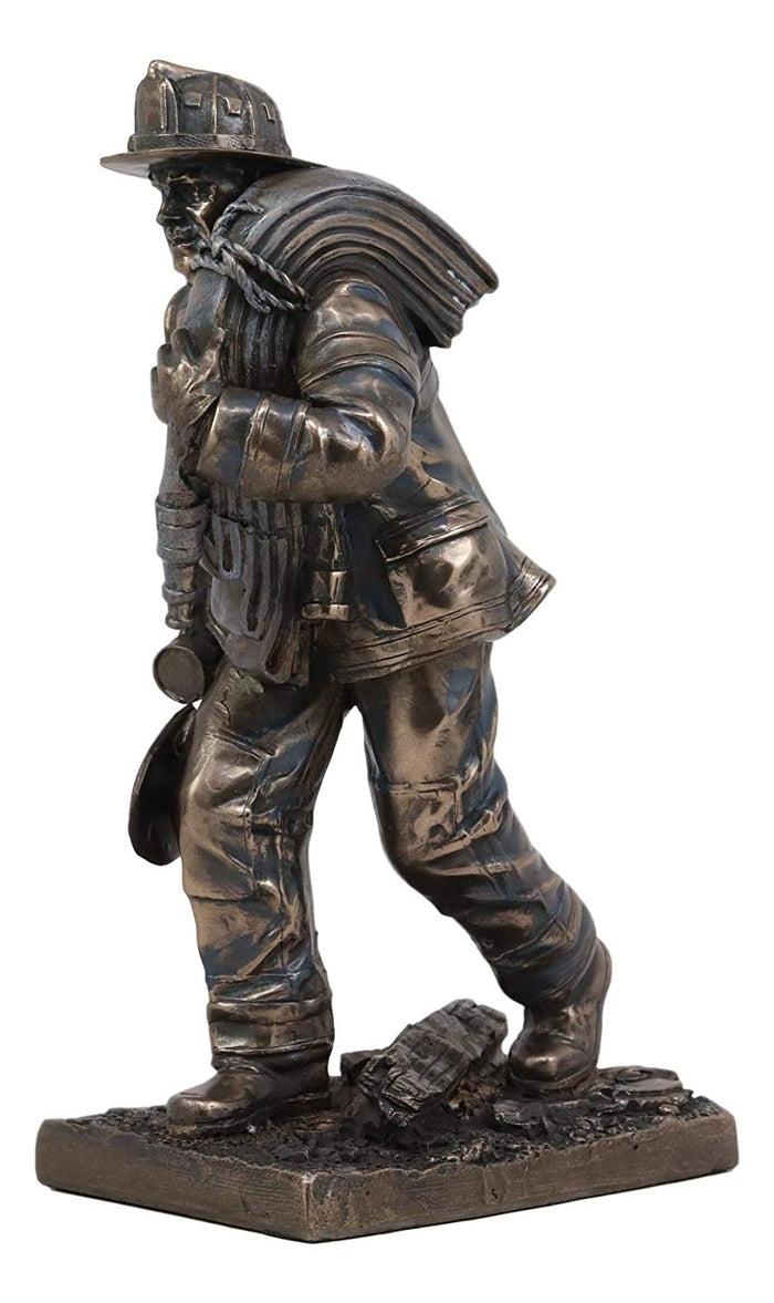 Ebros Gift Fireman In Rescue With Shovel And Hose Pipe Statue 7"H Fire Fighter Hero Decor