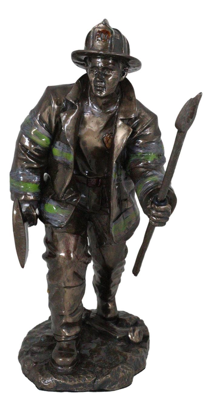 Ebros Gift Fireman With Fire Axe And Fork Statue 7.25"Tall In The Line Of Duty Fire Rescue