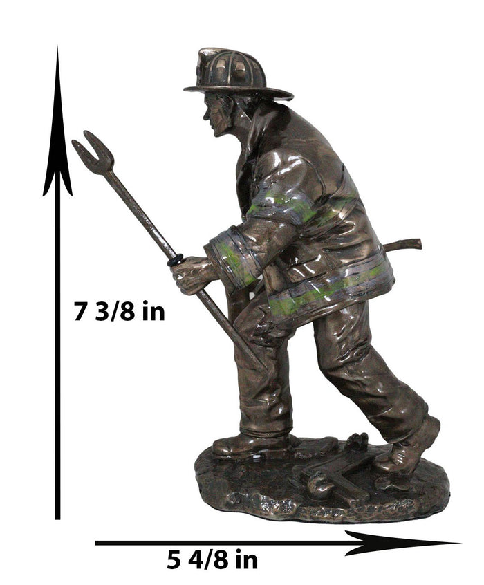 Ebros Gift Fireman With Fire Axe And Fork Statue 7.25"Tall In The Line Of Duty Fire Rescue