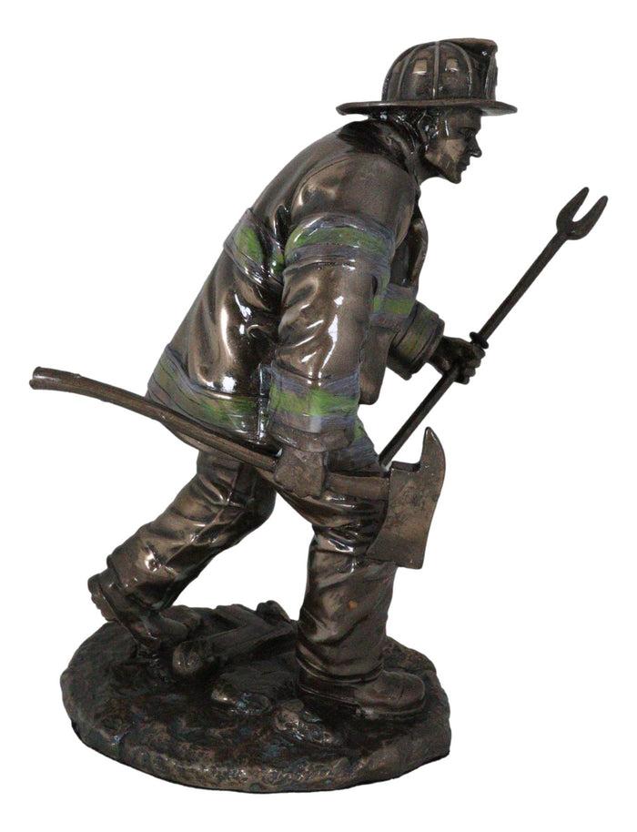 Ebros Gift Fireman With Fire Axe And Fork Statue 7.25"Tall In The Line Of Duty Fire Rescue