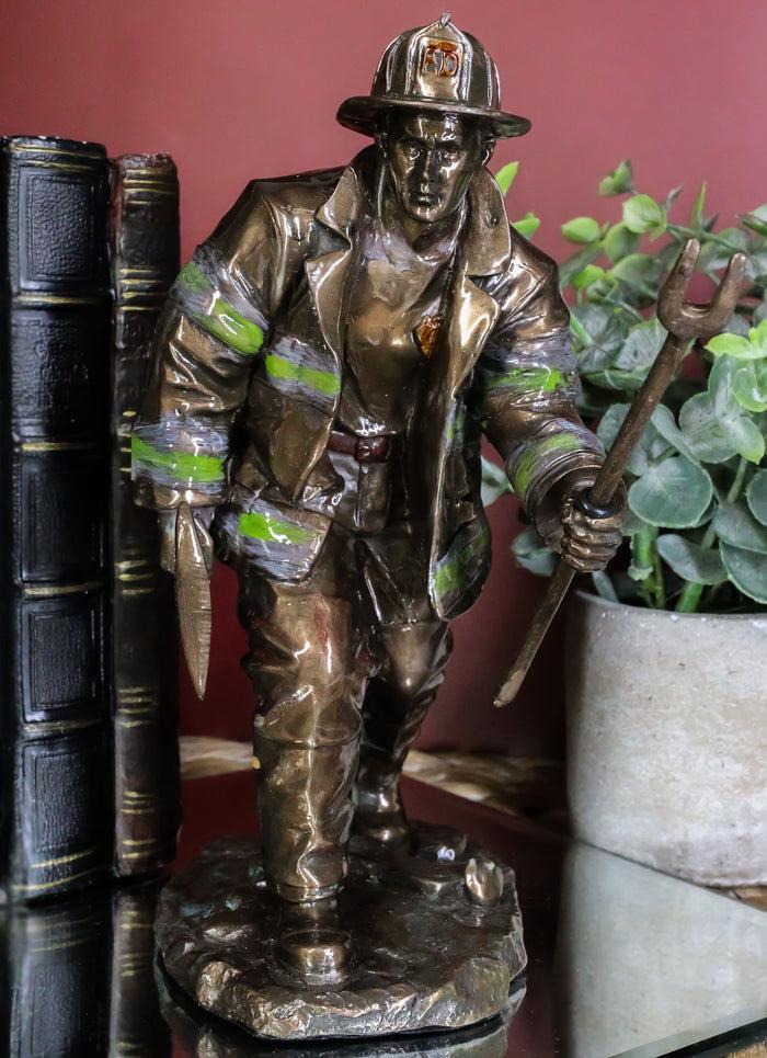 ebros gift Fireman With Fire Axe And Fork Statue 7.25"Tall In The Line of Duty Fire Rescue