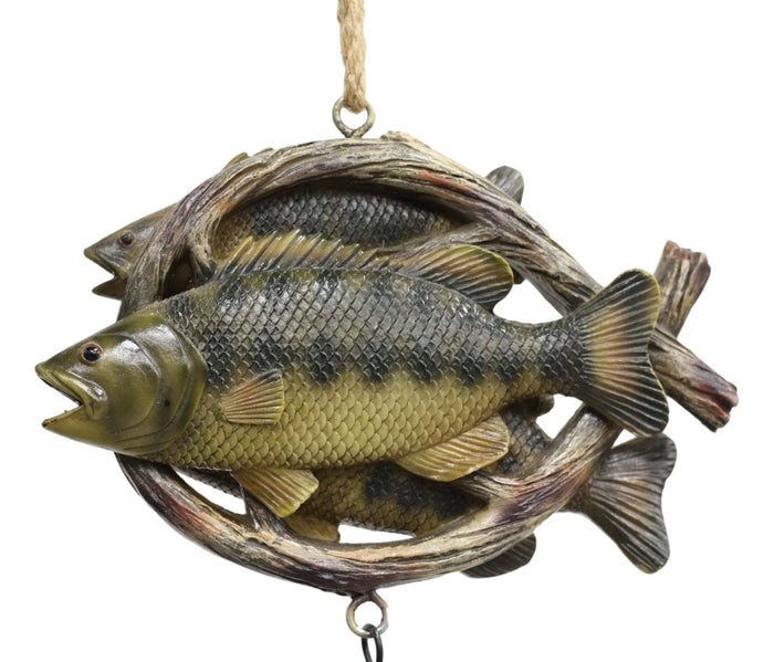 Ebros Gift Fishing Marine Freshwater Striped Bass Fish Hanging Mobile Wind Chime Decorative