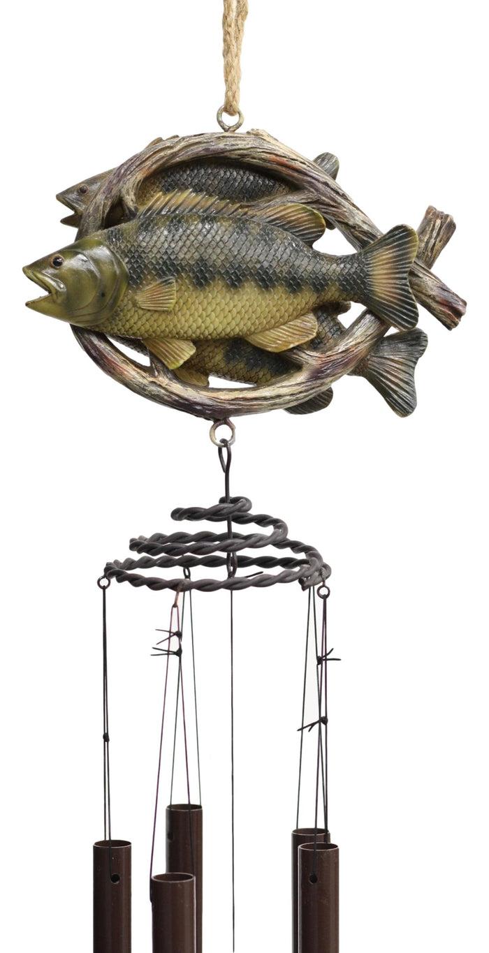 Ebros Gift Fishing Marine Freshwater Striped Bass Fish Hanging Mobile Wind Chime Decorative
