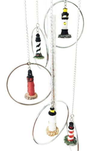 Ebros Gift Five Ring World Famous Light Houses Decor Resonant Relaxing Wind Chime Patio