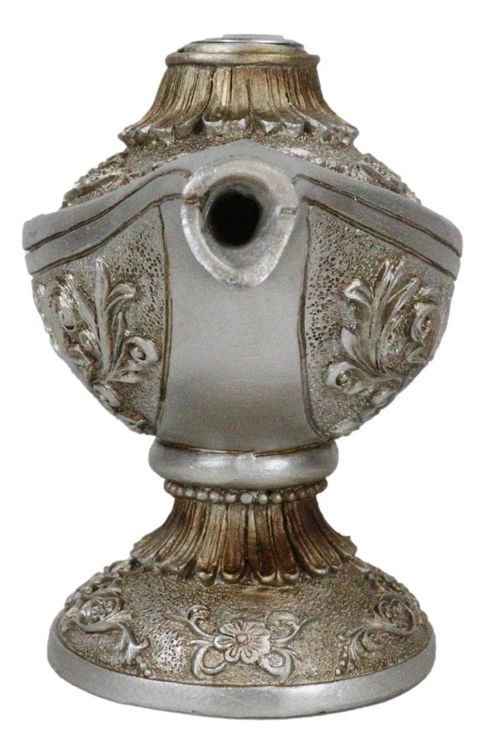 Ebros Gift Floral Ornate Aladdin Genie Magical Lamp Backflow Incense Cone Burner Figurine