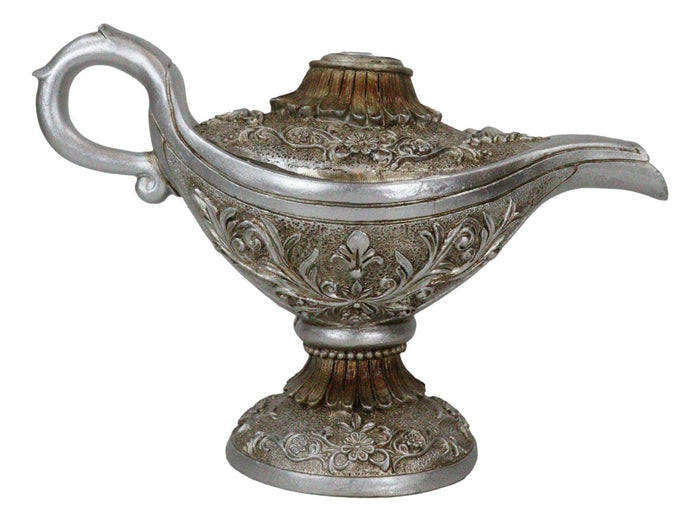Ebros Gift Floral Ornate Aladdin Genie Magical Lamp Backflow Incense Cone Burner Figurine