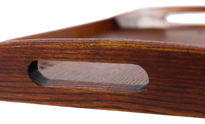 Ebros Gift Floral Pattern Sturdy Solid Wood Food Tea Butler Tray Platter With Handles 16"X11"