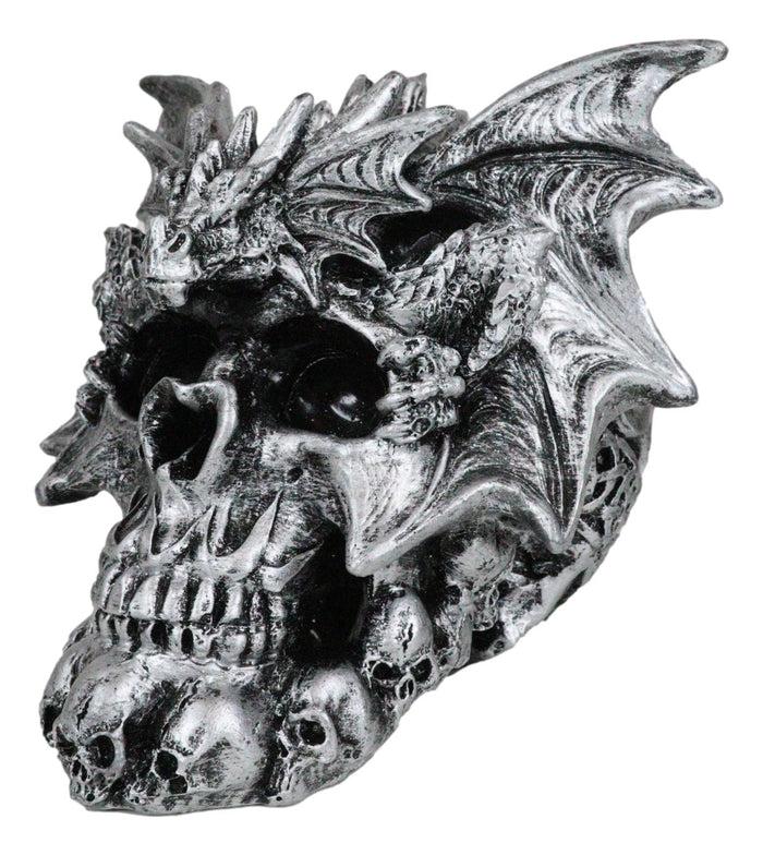 Ebros Gift Flying Dragon On Ossuary Morphing Skull With Celtic Tribal Patterns Figurine