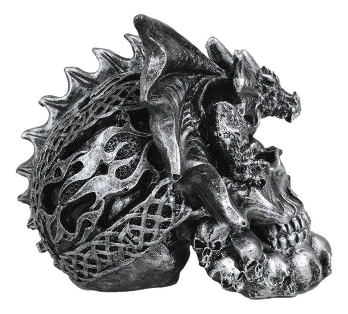 Ebros Gift Flying Dragon On Ossuary Morphing Skull With Celtic Tribal Patterns Figurine