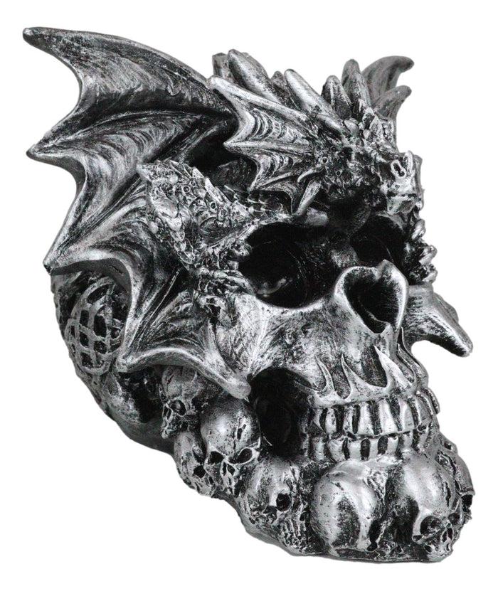 Ebros Gift Flying Dragon On Ossuary Morphing Skull With Celtic Tribal Patterns Figurine