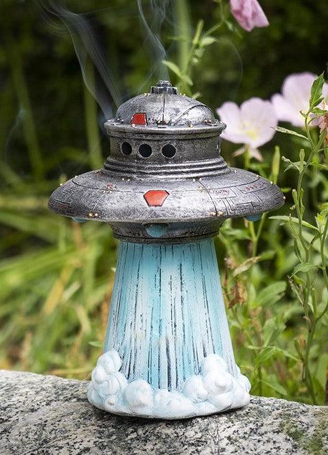ebros gift Flying Saucer Spaceship UFO Alien Craft Taking Off Backflow Incense Cone Burner