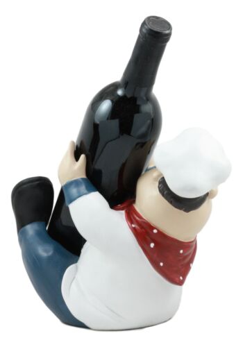 Ebros Gift For The Love Of Wine Fat Chef Marco Hugging Wine Bottle Holder Figurine Kitchen