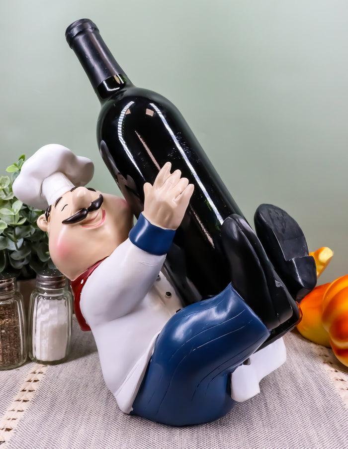 ebros gift For The Love Of Wine Fat Chef Marco Hugging Wine Bottle Holder Figurine Kitchen