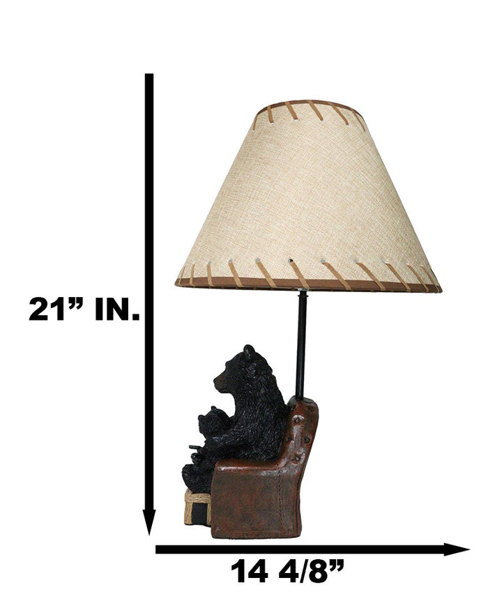 Ebros Gift Forest Bedtime Story Mama Bear Reading To Cub Bears On Cozy Couch Table Lamp