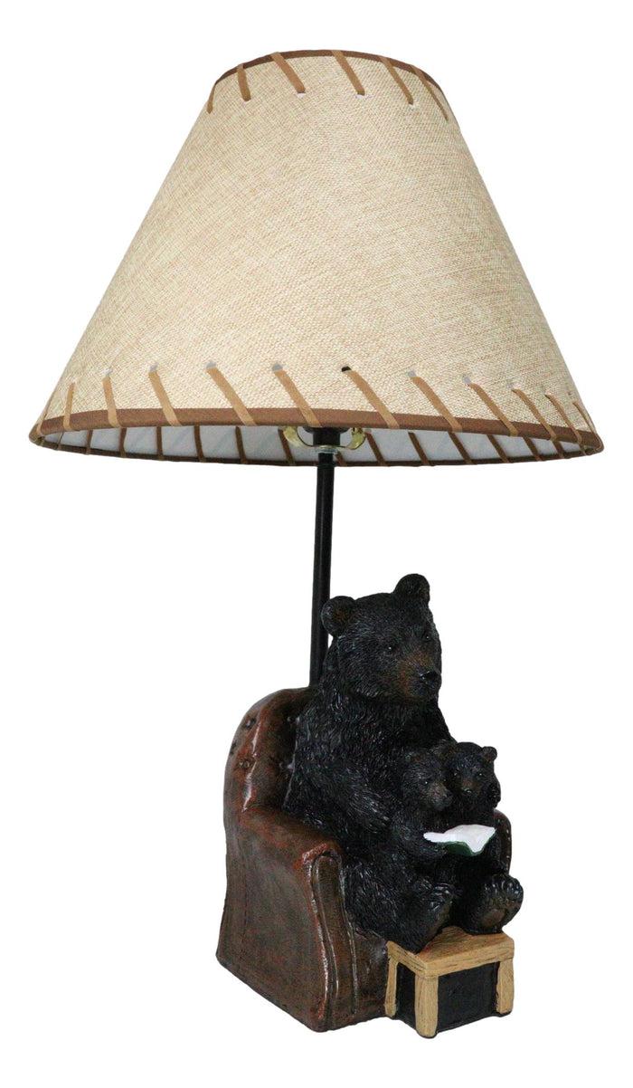 Ebros Gift Forest Bedtime Story Mama Bear Reading To Cub Bears On Cozy Couch Table Lamp