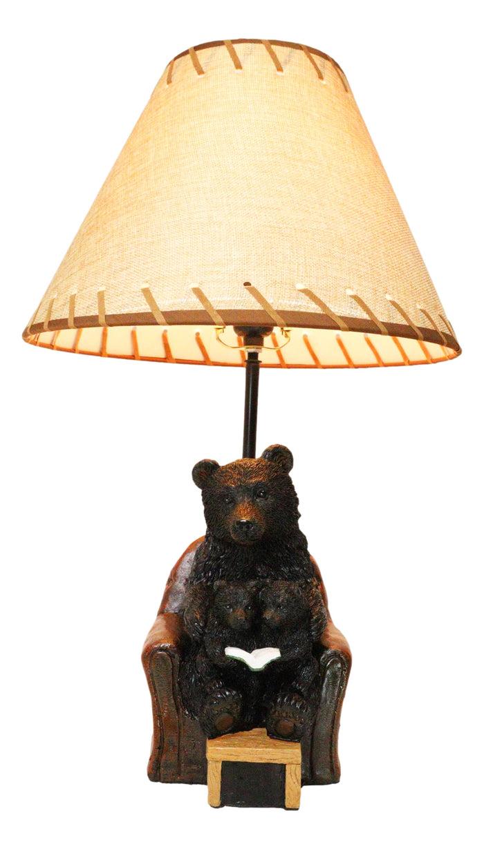 ebros gift Forest Bedtime Story Mama Bear Reading to Cub Bears On Cozy Couch Table Lamp