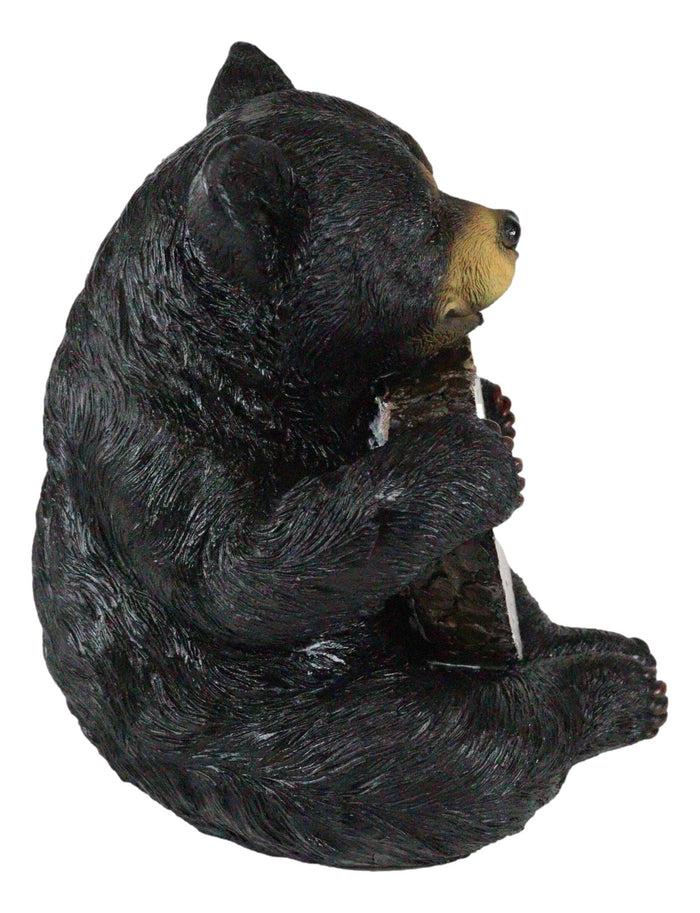 Ebros Gift Forest Black Bear Holding Love The Lord With All Your Heart Log Sign Figurine