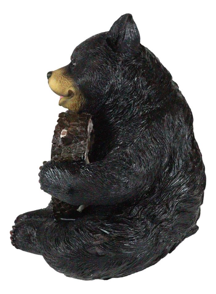 Ebros Gift Forest Black Bear Holding Love The Lord With All Your Heart Log Sign Figurine