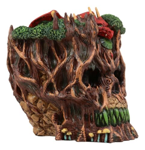 Ebros Gift Forest Ent Treant Skull With Dragon Statue 5.5'L Greenman Dungeons And Dragons