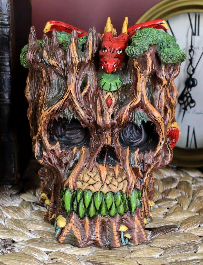 ebros gift Forest Ent Treant Skull with Dragon Statue 5.5'L Greenman Dungeons and Dragons