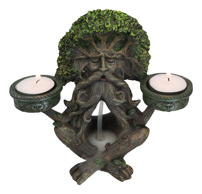 ebros gift Forest God Greenman Tree Ent Backflow Incense Burner And Candleholders Figurine