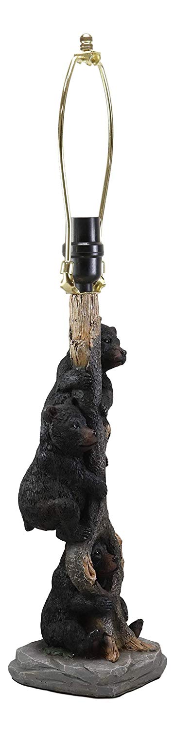 Ebros Gift Forest Musketeers 3 Whimsical Black Bear Cubs Climbing Tree Table Lamp Statue