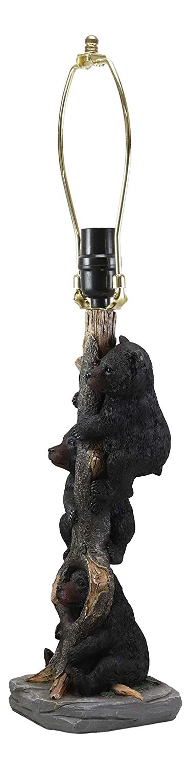 Ebros Gift Forest Musketeers 3 Whimsical Black Bear Cubs Climbing Tree Table Lamp Statue