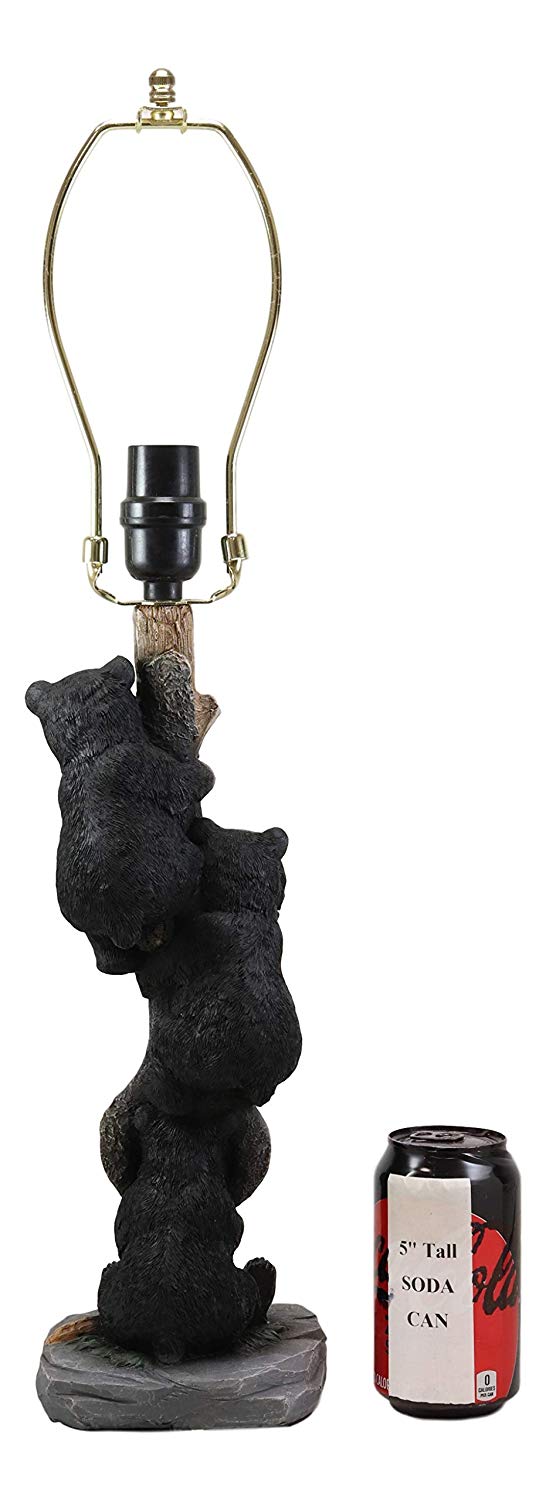 Ebros Gift Forest Musketeers 3 Whimsical Black Bear Cubs Climbing Tree Table Lamp Statue