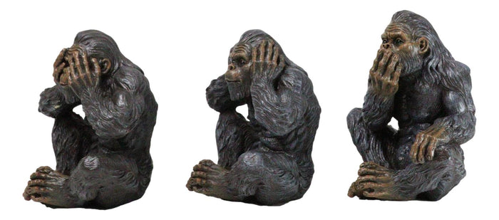 Ebros Gift Forest Mythical See Hear Speak No Evil Sasquatch Big Foot Cryptid Apes Figurines