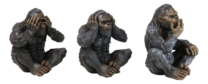 Ebros Gift Forest Mythical See Hear Speak No Evil Sasquatch Big Foot Cryptid Apes Figurines
