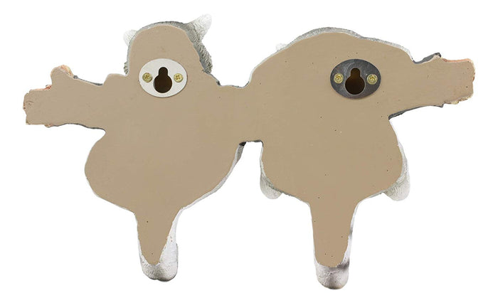 Ebros Gift Forest Rustic 2 Playful Raccoons Dangling On Tree Branch 6 Pegs Wall Hook Decor