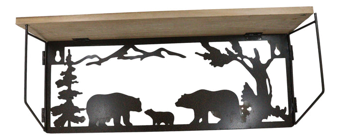 Ebros Gift Forest Rustic Western Black Bear Family Metal Cutout Art Wall Hanging Wood Shelf