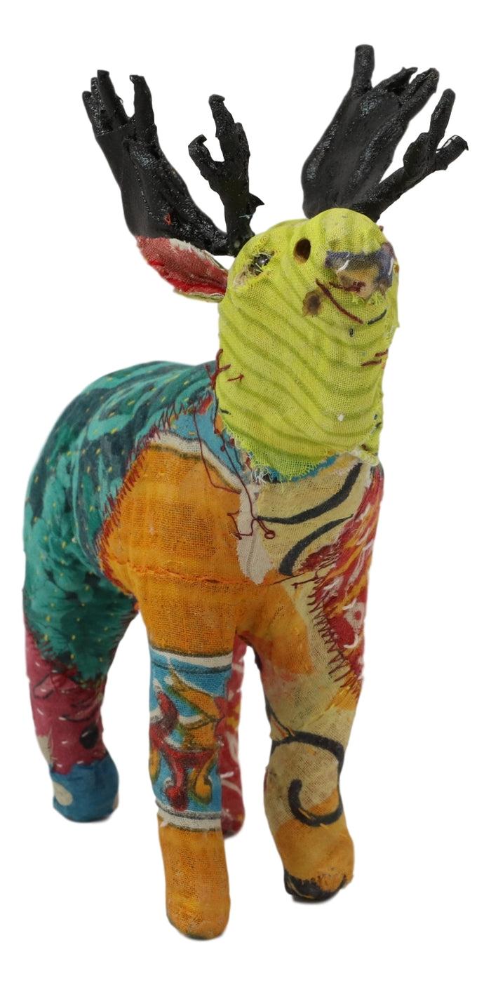 Ebros Gift Forest Stag Moose Elk Hand Crafted Paper Mache In Colorful Sari Fabric Figurine