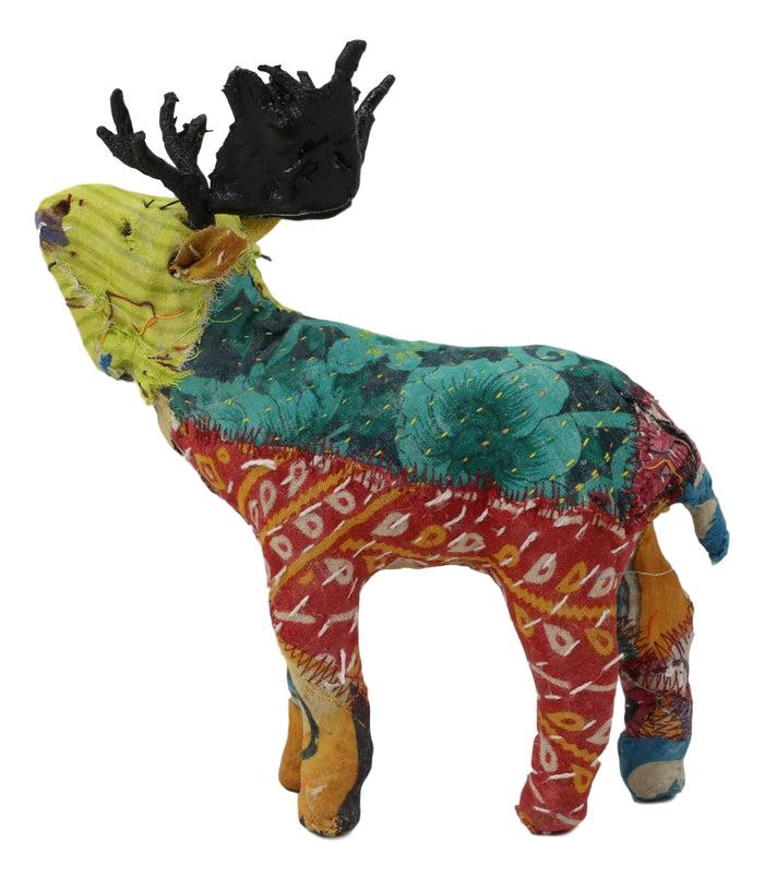 Ebros Gift Forest Stag Moose Elk Hand Crafted Paper Mache In Colorful Sari Fabric Figurine