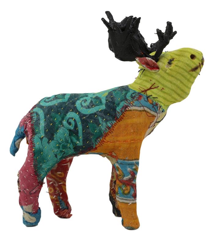 Ebros Gift Forest Stag Moose Elk Hand Crafted Paper Mache In Colorful Sari Fabric Figurine