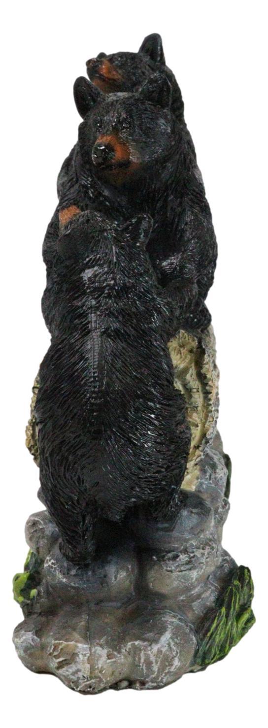 Ebros Gift Forest Teamwork Black Bears And Cub Family Crossing Tree Log Bridge Figurine