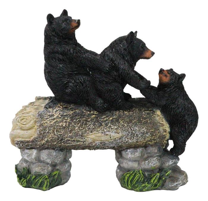 ebros gift Forest Teamwork Black Bears And Cub Family Crossing Tree Log Bridge Figurine