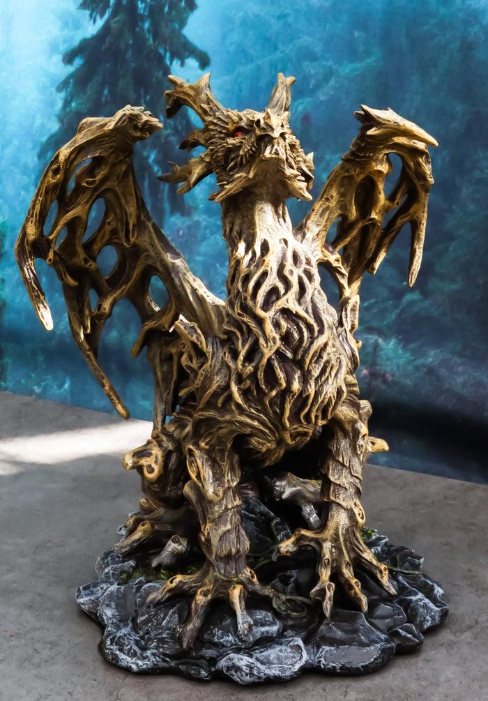 ebros gift Forest Tree Ent Greenman Dendritic Dragon with Red Blood Moon Eyes Figurine